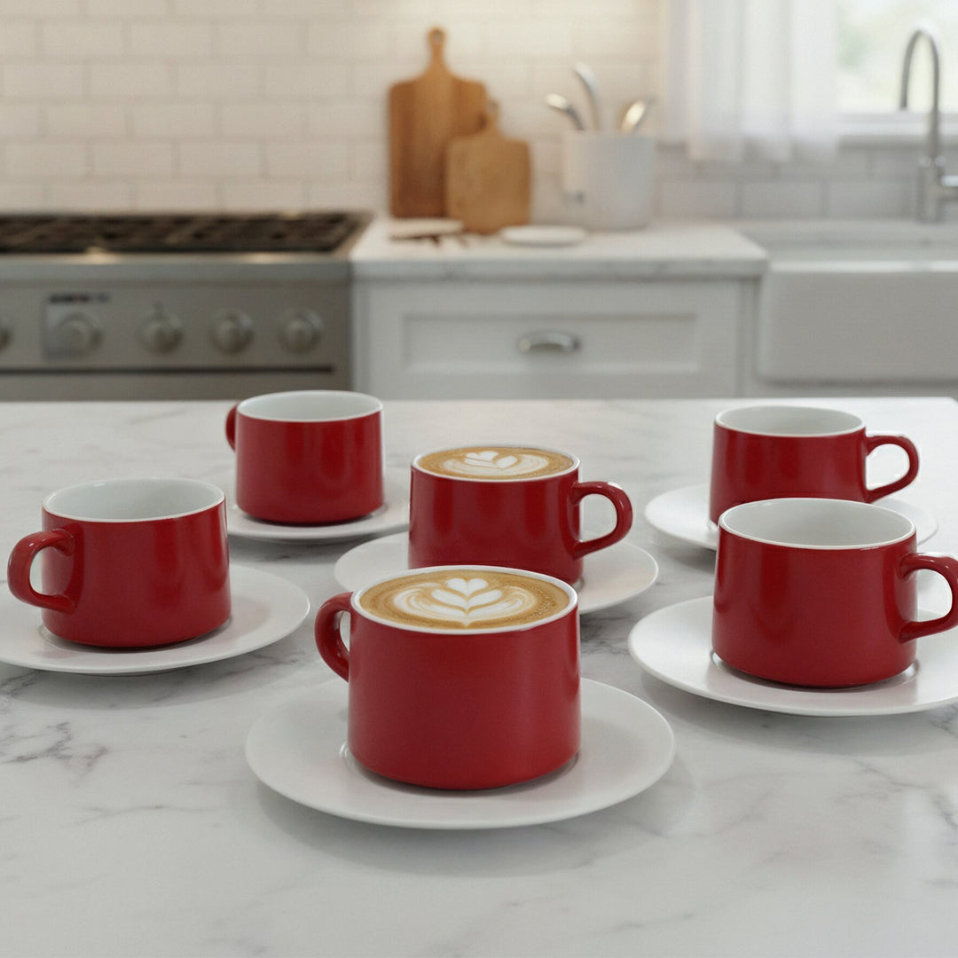 Set 6 tasses 9x5,50cm + 6 sous-tasses 15cm