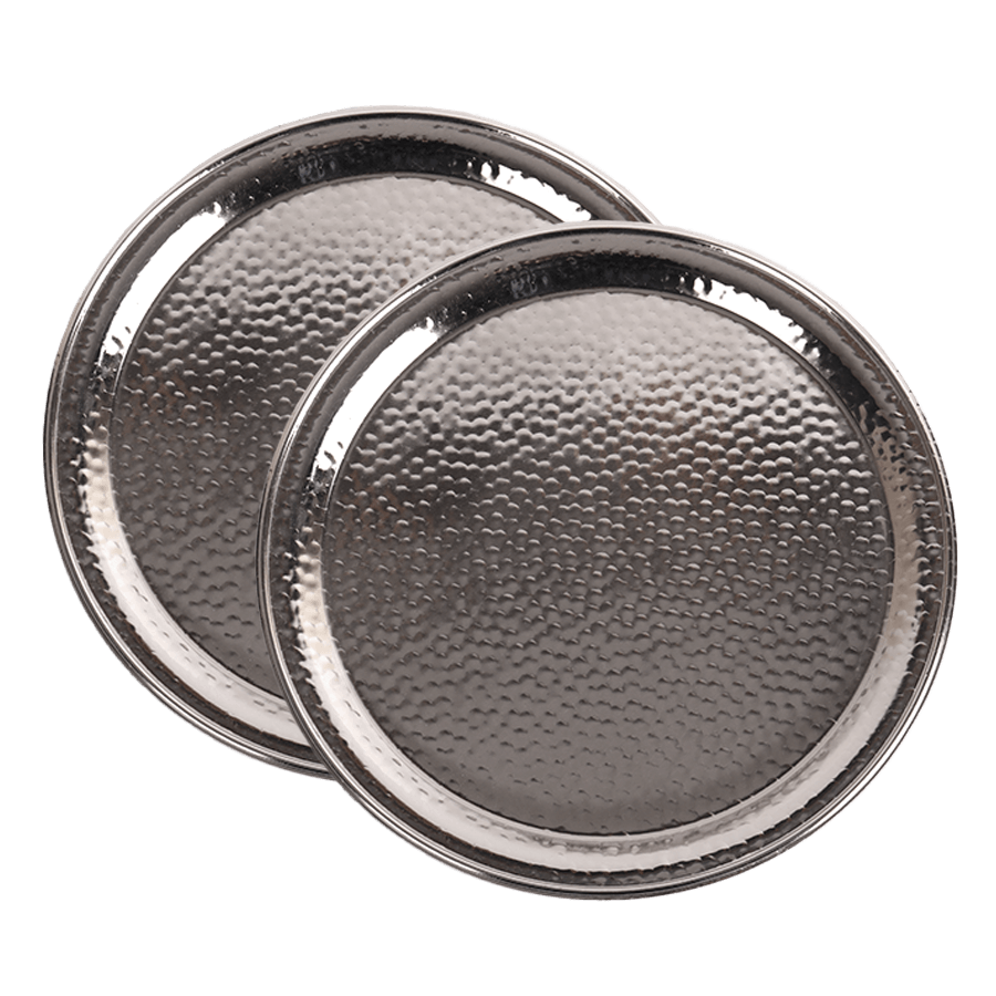 Pack 2 plateaux rond argente 25cm - Saga Cuisine