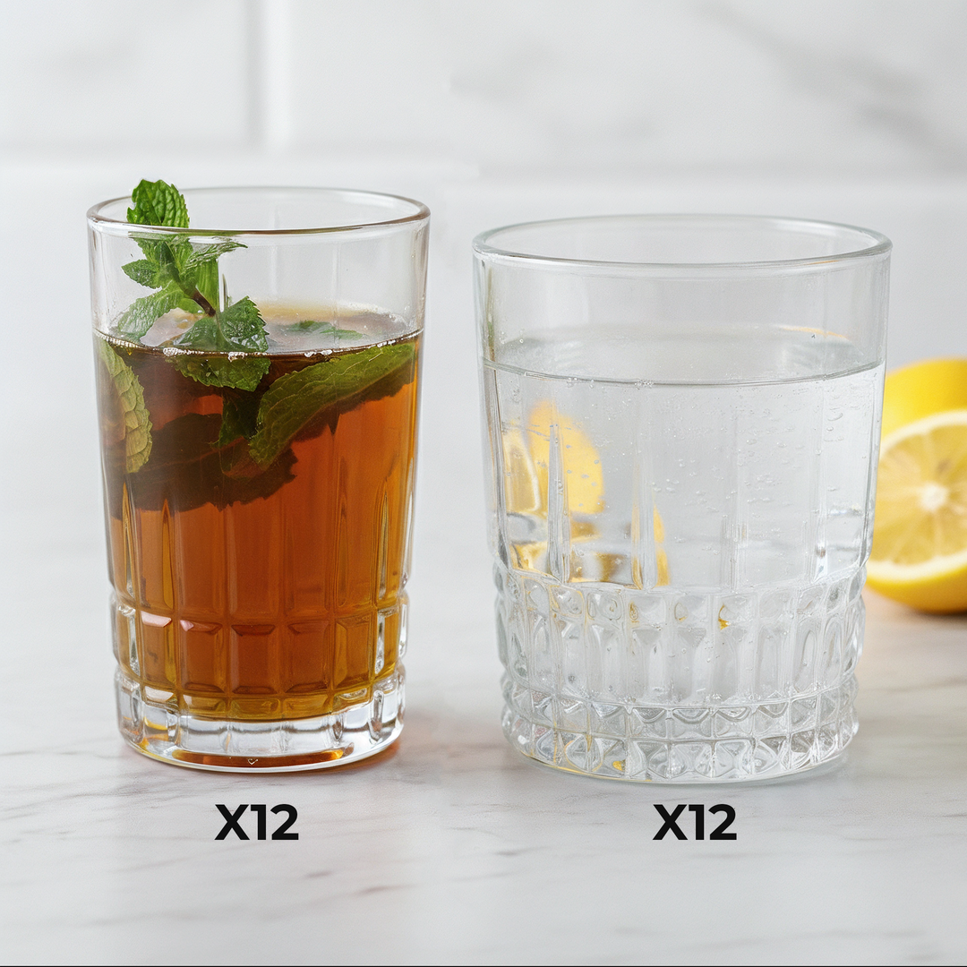 Set 12 verres à eau 300ML + 12 verres à thé