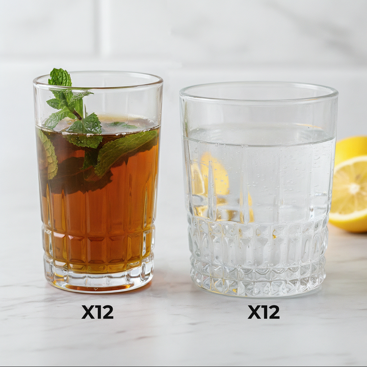 Set 12 verres à eau 300ML + 12 verres à thé