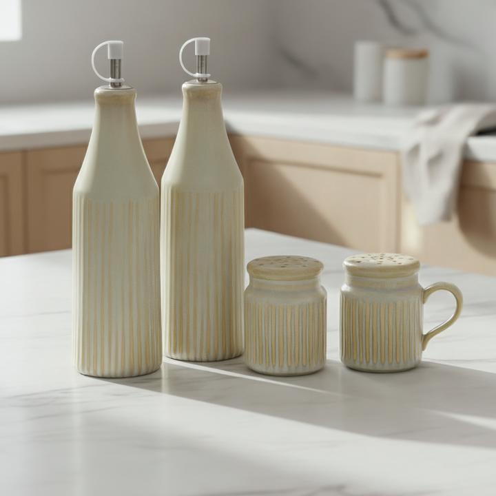 Set 2 huiliers 420ML + 2 salières 7x9cm en céramique