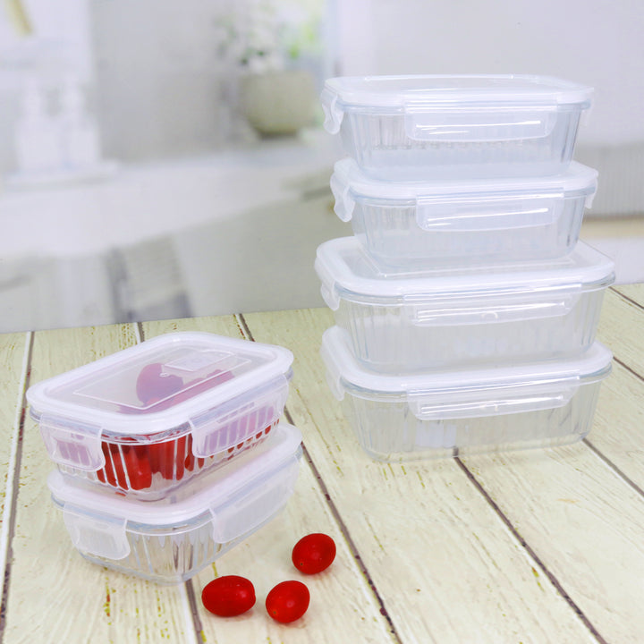 Set 6 boîtes en verre  2x15cm + 2x17cm + 2x20cm