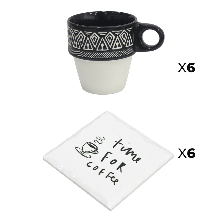 Set 6 tasses 200ML + 6 sous tasses 11cm