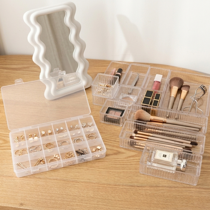 Set miroir 33cm + 2 organisateurs 18 compartiments + organisateur tiroir 12pcs