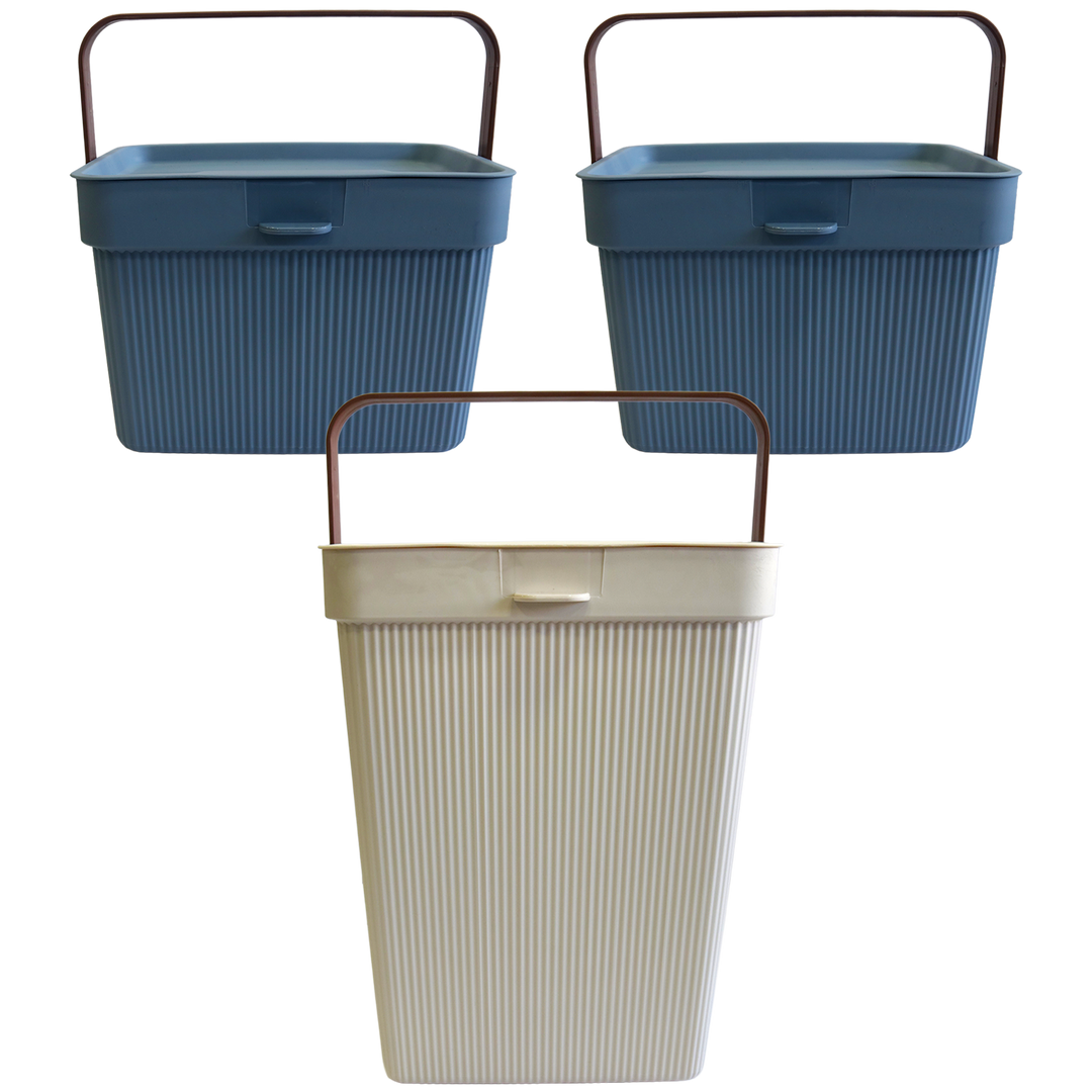 Set 2 mini paniers de rangement 6L + 1 panier 10L