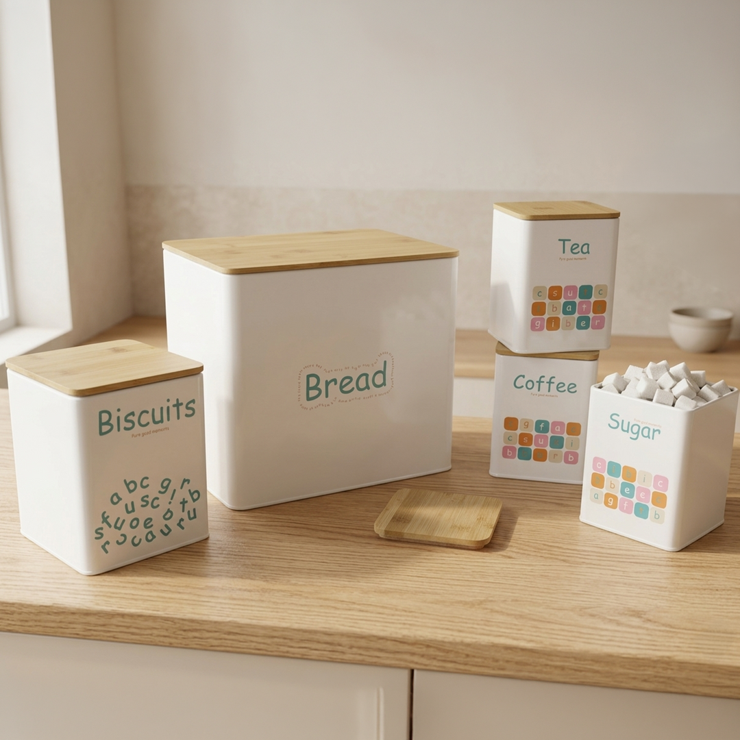 Set 5 boîtes de rangement cuisine en métal