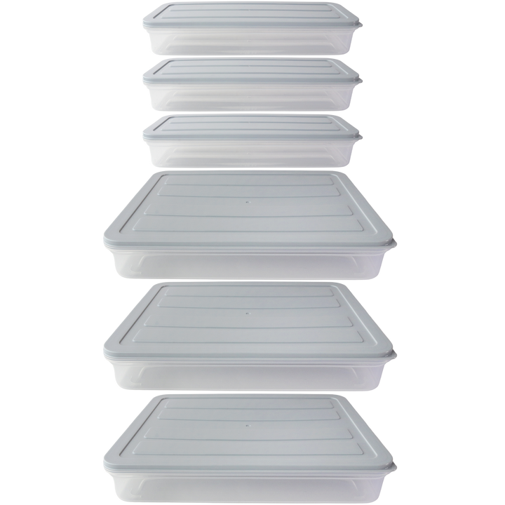Set 6 boîtes de réfrigérateur  3x1,18lt + 3x2,4lt