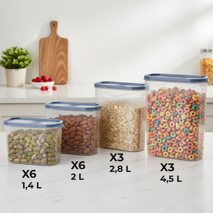 Set 18 boîtes céréales en plastique