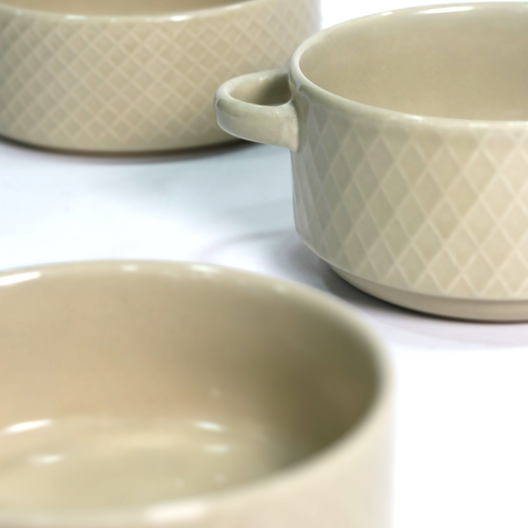 Set 3 bols avec anses 14cm + 3 bols 15cm en céramique