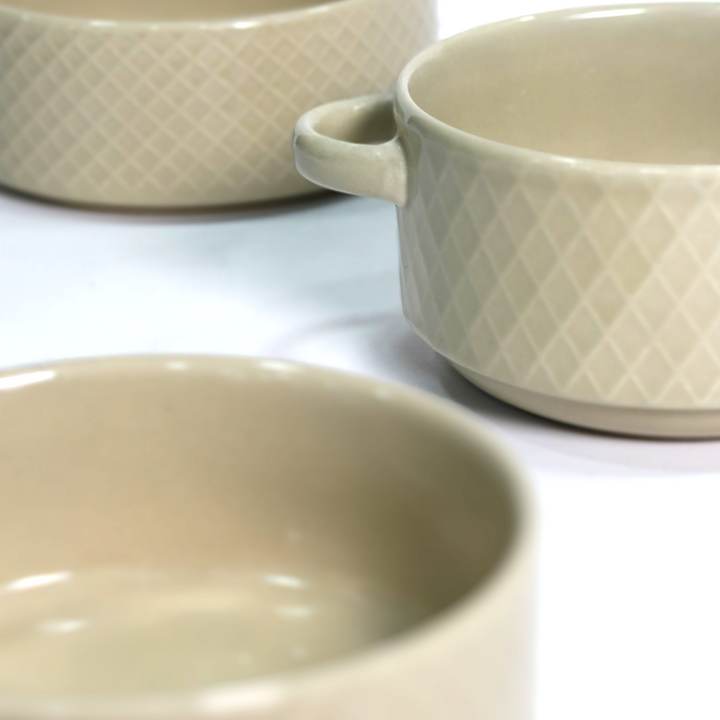 Set 3 bols avec anses 14cm + 3 bols 15cm en céramique