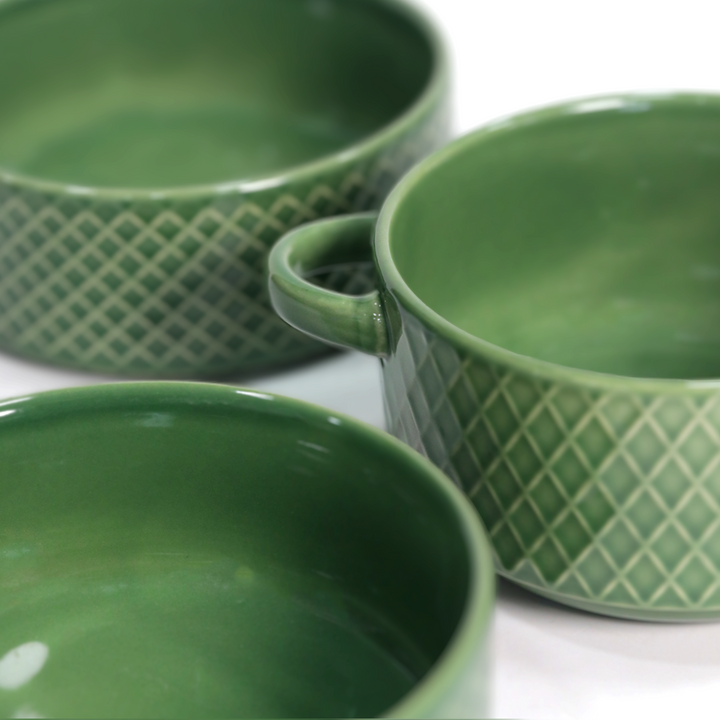 Set 3 bols avec anses 14cm + 3 bols 15cm en céramique