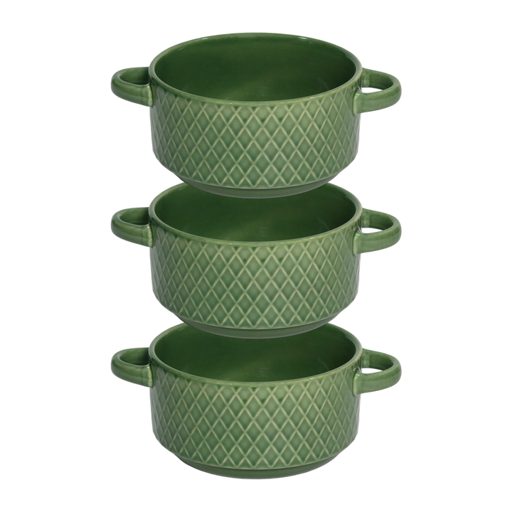 Set 3 bols avec anses 14cm + 3 bols 15cm en céramique