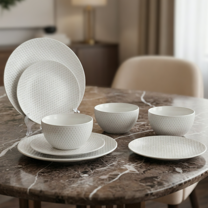 Set 3 assiettes 20cm + 2 assiettes 26cm + 3 bols 14cm en céramique