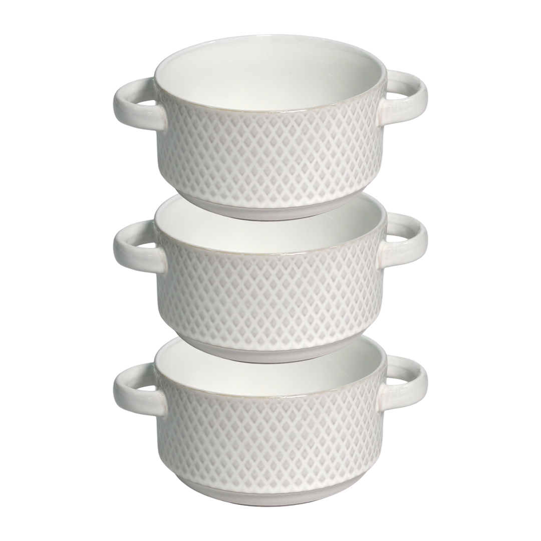 Set 2 assiettes creuses 22cm + 3 bols 15cm en céramique