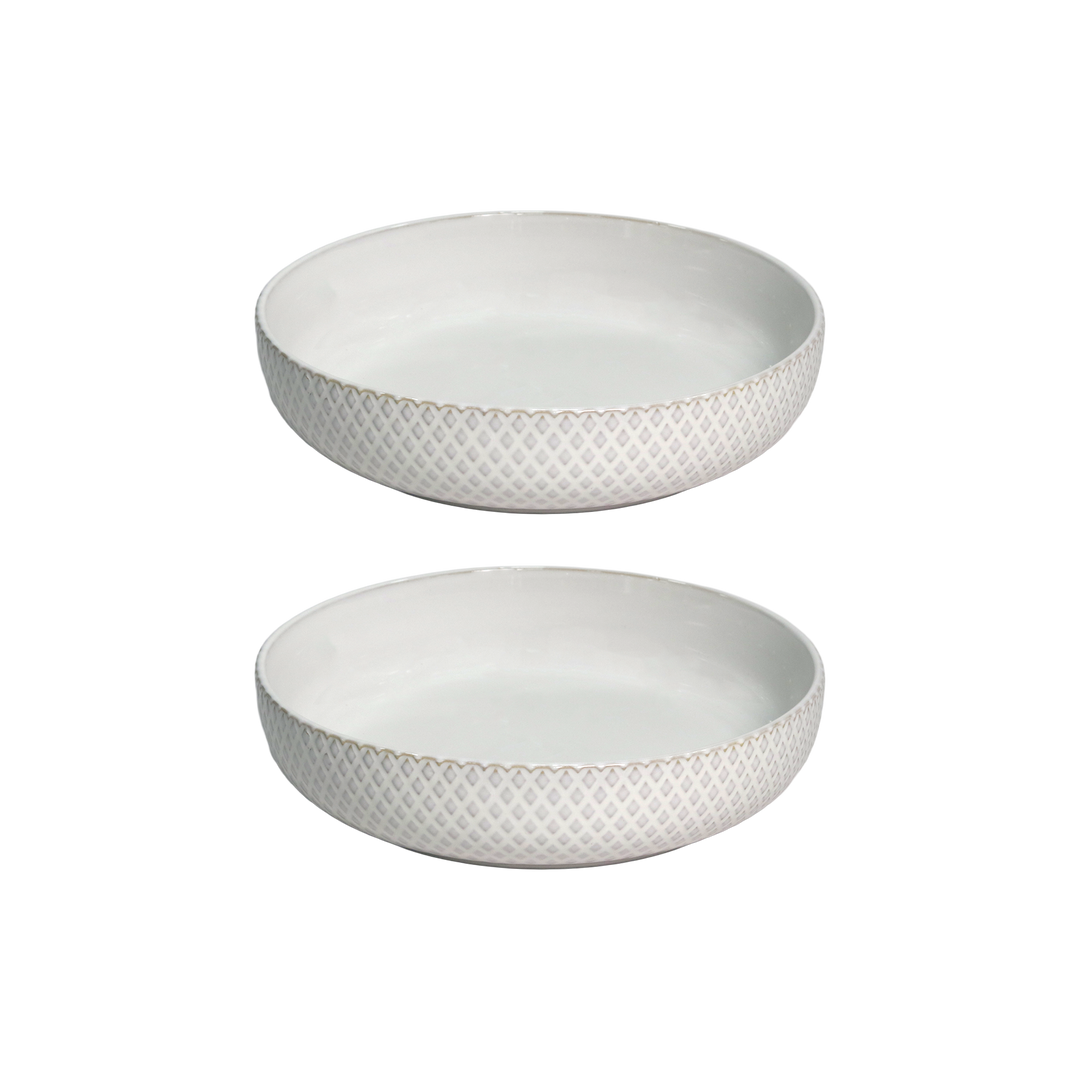 Set 2 assiettes creuses 22cm + 3 bols 15cm en céramique