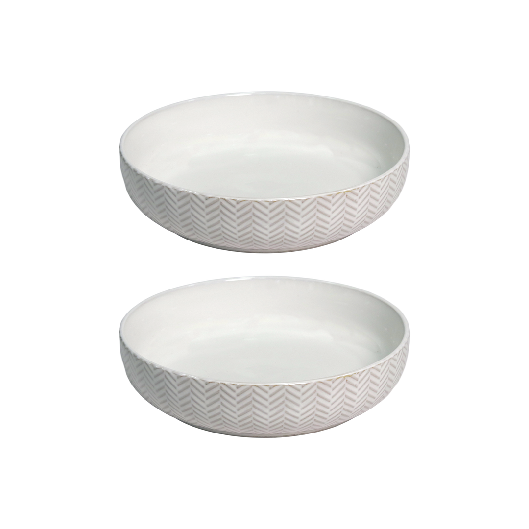 Set 2 assiettes creuses 22cm + 3 bols 15cm en céramique