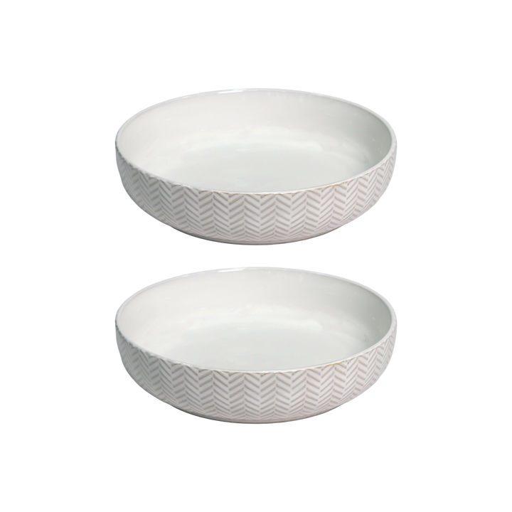 Set 2 assiettes creuses 22cm + 3 bols 15cm en céramique