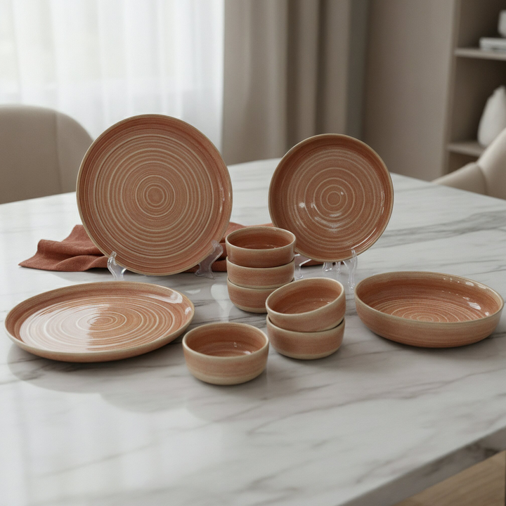 Set 2 assiettes 26cm + 2 assiettes creuses 20cm + 6 bols 10cm en céramique