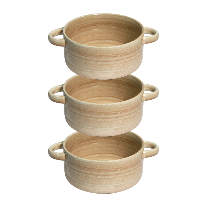 Set 3 assiettes 20cm + 3 bols 15cm + 2 bols avec anses 15cm en céramique