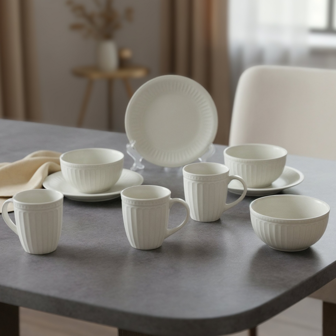 Set 3 assiettes 20cm + 3 bols 13cm + 3 mugs 260ML en céramique
