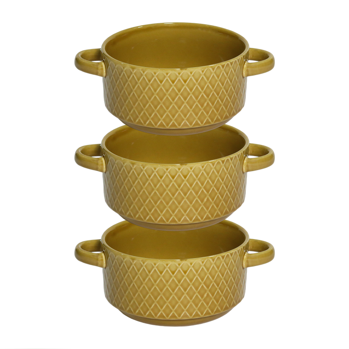 Set 3 bols avec anses 14cm + 3 bols 15cm en céramique