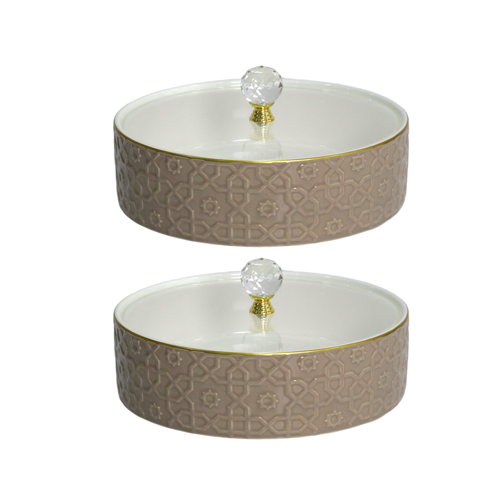 Set 2 Bonbonnières en Céramique 18cm Marron