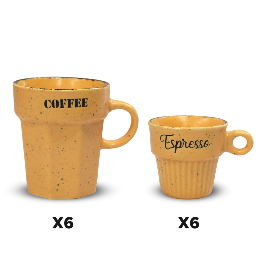 Set 6 tasses 75ML + 6 tasses 160ML en céramique