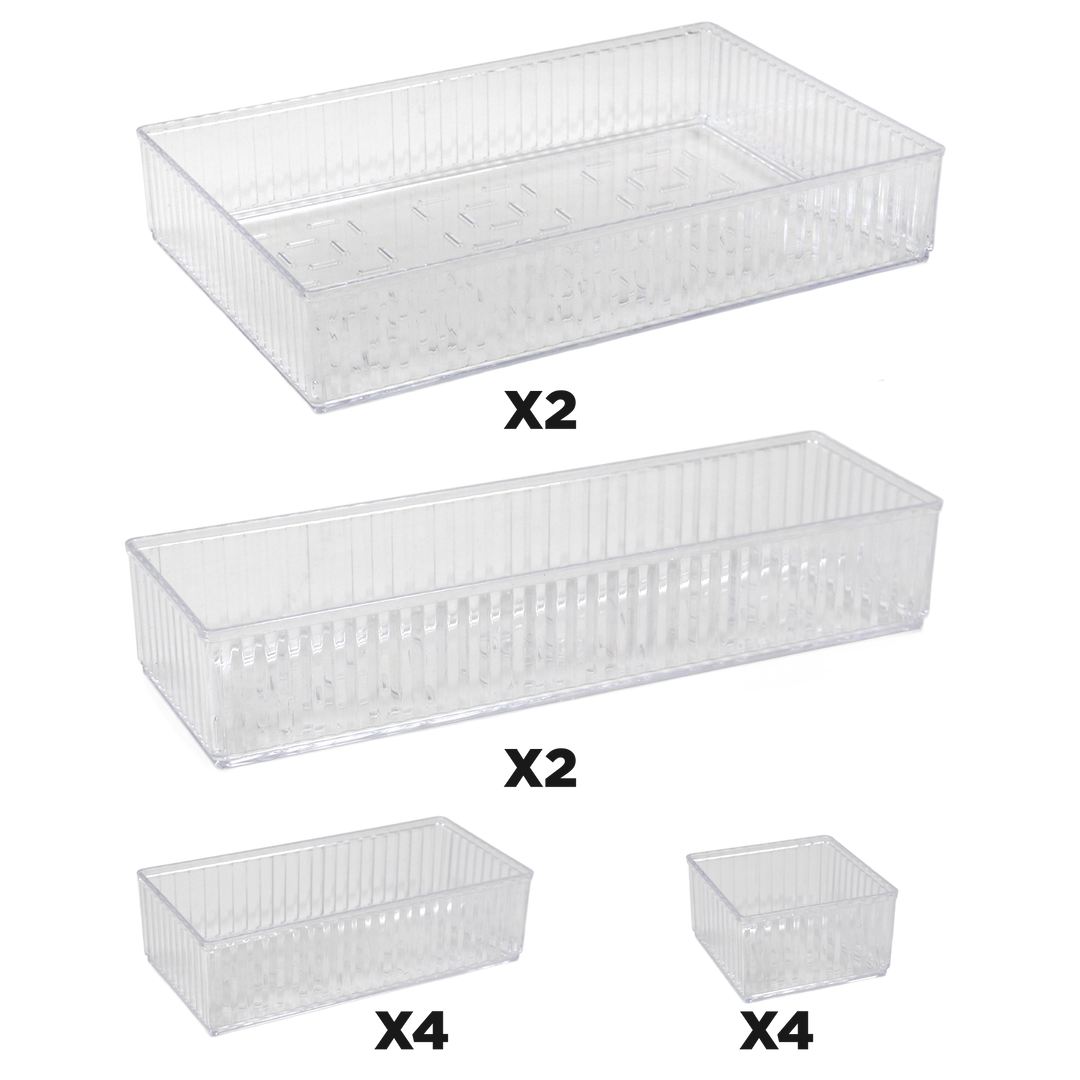 Set miroir 33cm + 2 organisateurs 18 compartiments + organisateur tiroir 12pcs