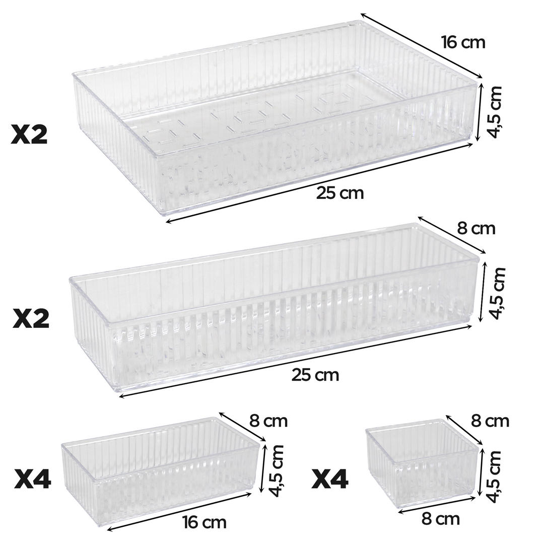 Set miroir 33cm + 2 organisateurs 18 compartiments + organisateur tiroir 12pcs