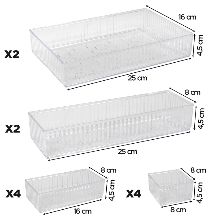 Set miroir 33cm + 2 organisateurs 18 compartiments + organisateur tiroir 12pcs