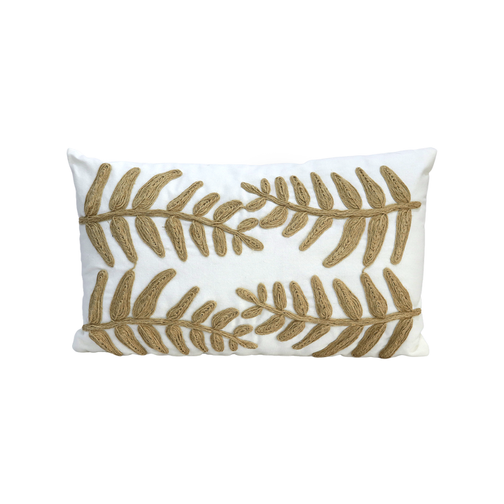 Set 2 coussins 45x45cm + 30x50cm feuilles beige