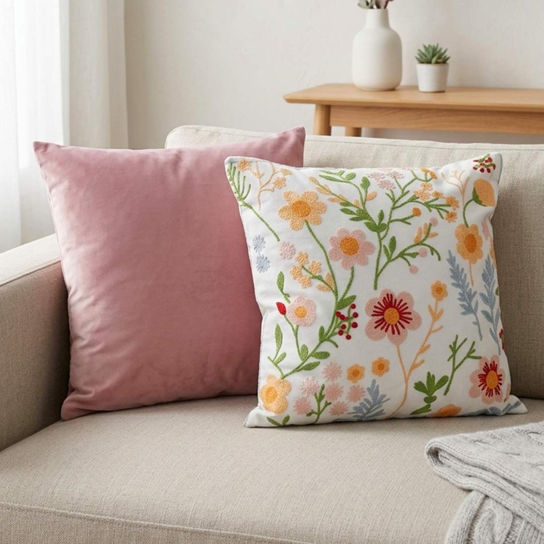 Set 2 coussins 45x45cm rose