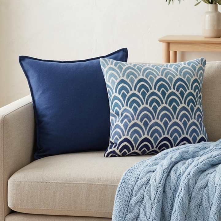 Set 2 coussins 45x45cm bleu