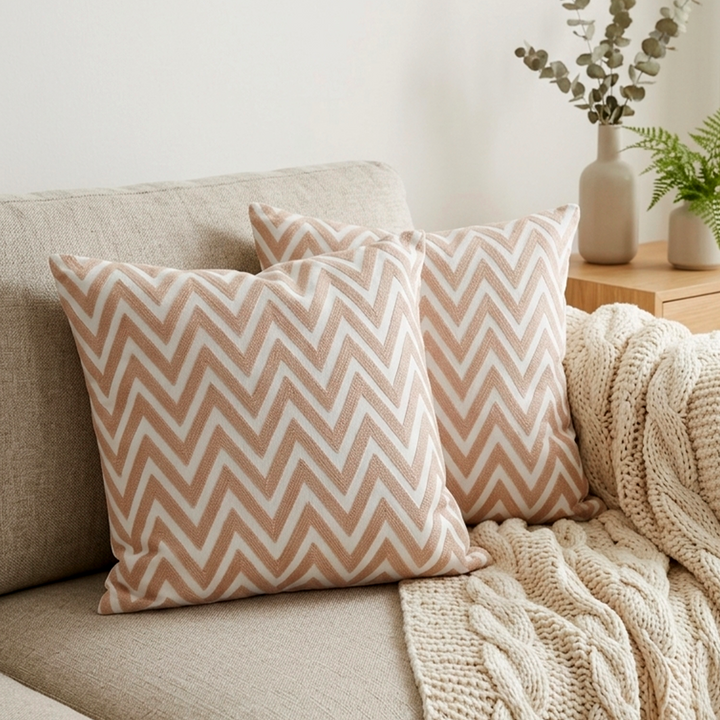 Set 2 coussins zigzag 45x45cm