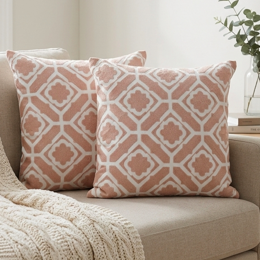 Set 2 coussins rose 45x45cm