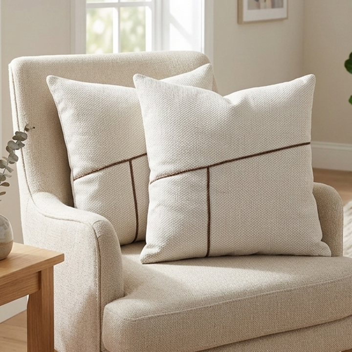 Set 2 coussins beige marron 45x45cm