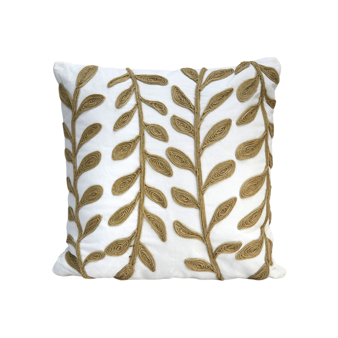 Set 2 coussins 45x45cm + 30x50cm feuilles beige