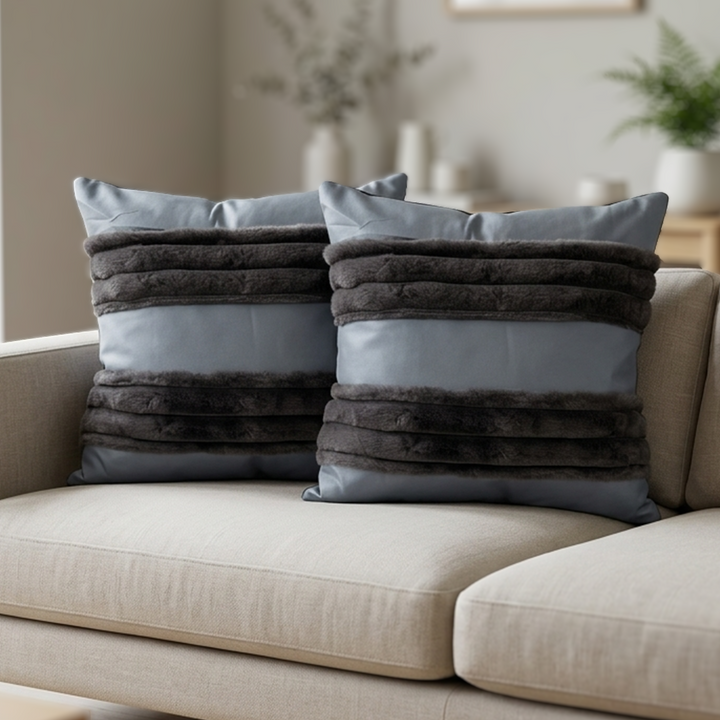 Set 2 coussins 45x45cm simili cuir