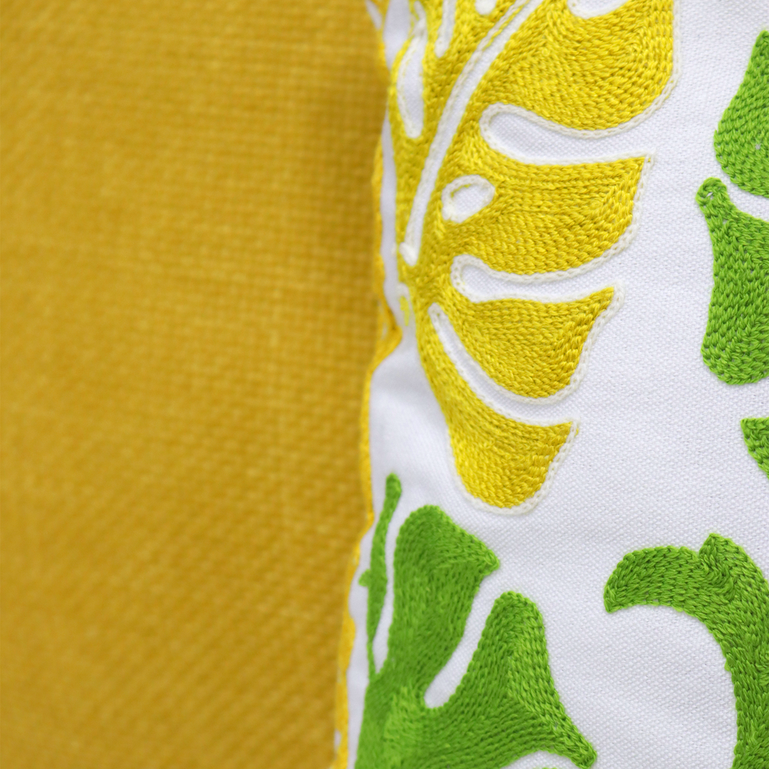 Set 2 coussins feuille verte 45x45cm