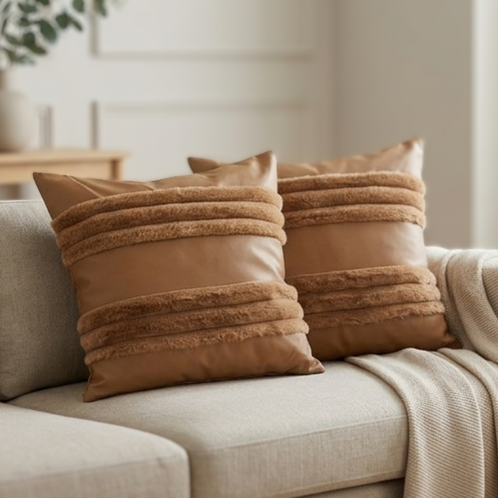 Set 2 coussins 45x45cm simili cuir