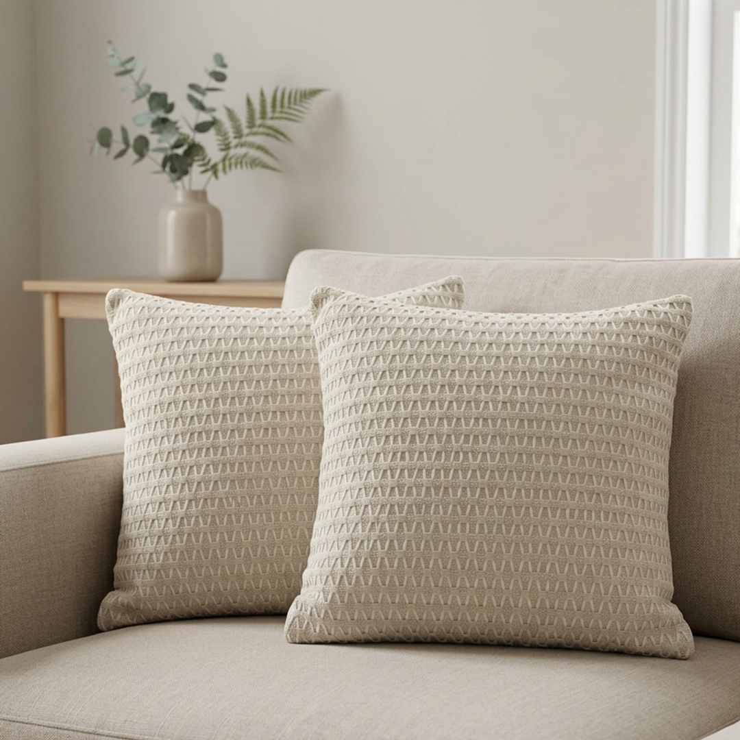 Set 2 coussins 45x45cm beige