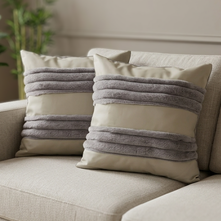 Set 2 coussins 45x45cm simili cuir