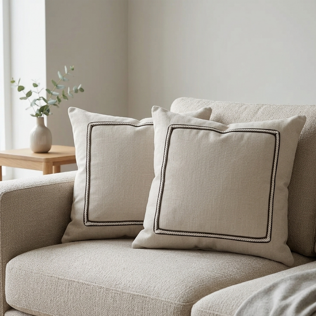 Set 2 coussins 45x45cm beige marron
