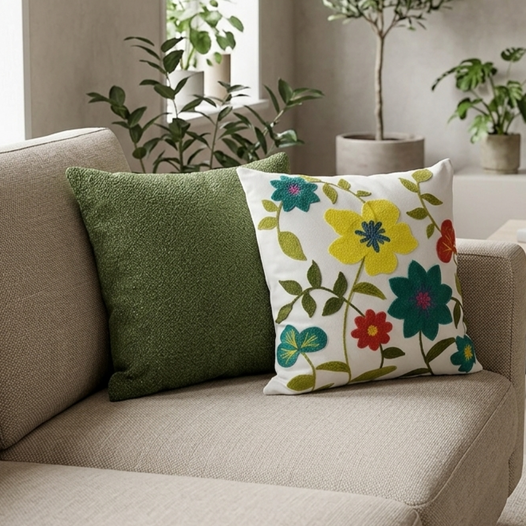Set 2 coussins vert 45x45cm