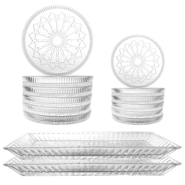 Set 6 assiettes 11,50cm + 6 assiettes 14,50cm + 2 plats rectangulaires 32cm