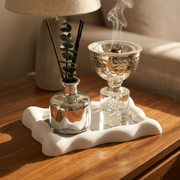 Set miroir 24cm + mbikhra en acrylique 15cm + diffuseur parfum