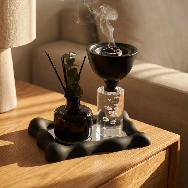 Set miroir 24cm + mbikhra en acrylique 19cm + diffuseur parfum
