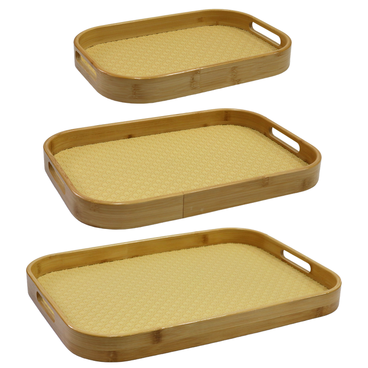 Set 3 plateaux rectangulaires en bois 33cm + 40cm + 45cm