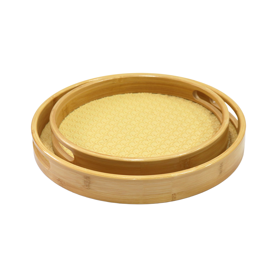 Set 2 plateaux ronds en bois 25cm + 30cm