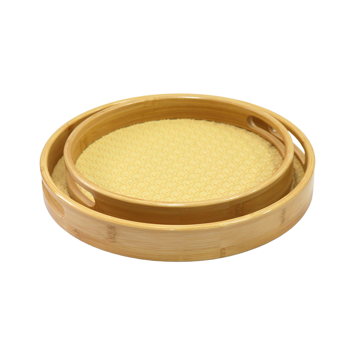 Set 2 plateaux ronds en bois 25cm + 30cm